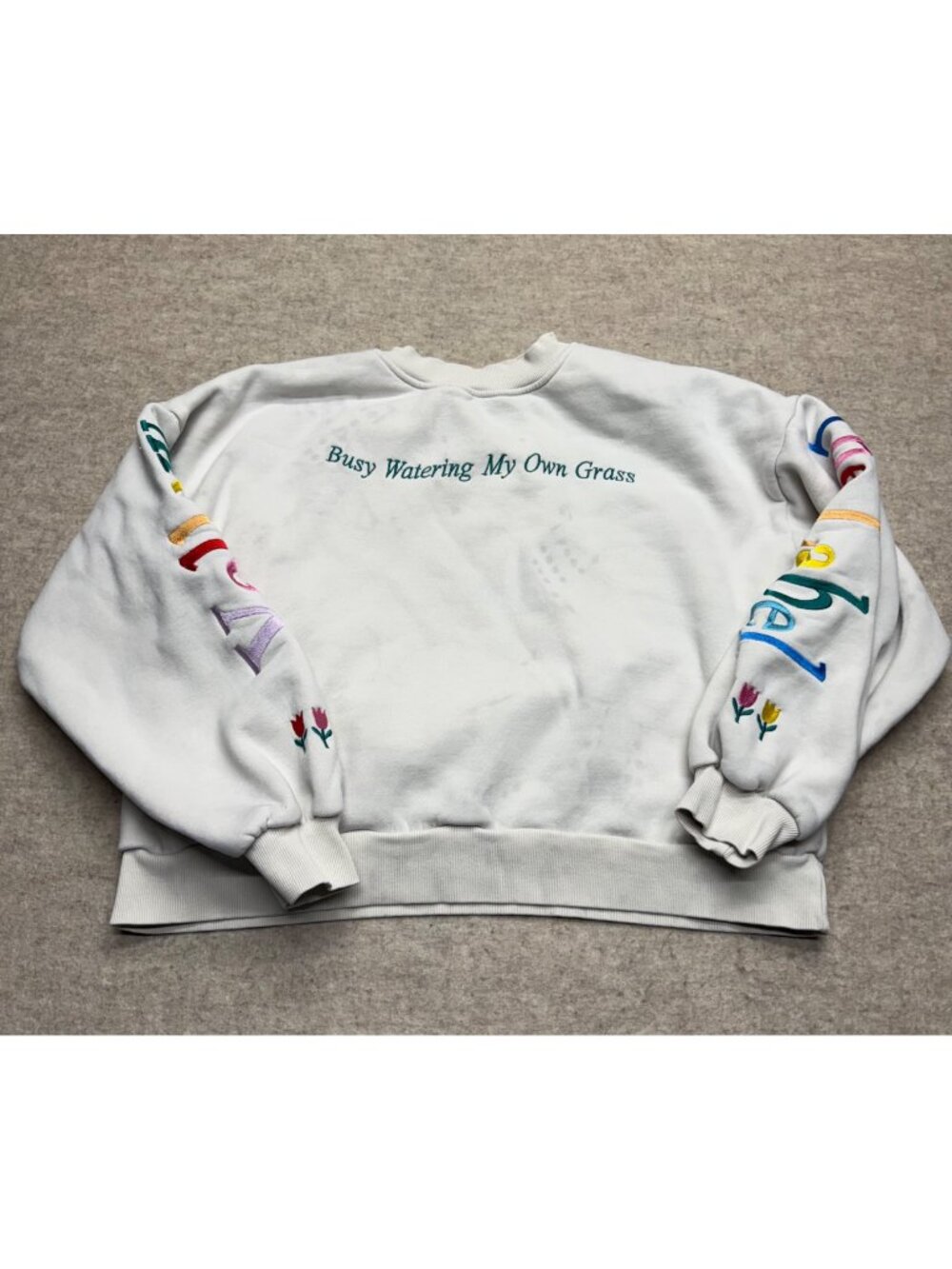 Yellow The Label Busy Watering My Own Grass Crewneck Sweatshirt Women's Medium